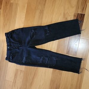 Pacsun Black Distressed High Rise Straight Button Fly Jeans Size 29